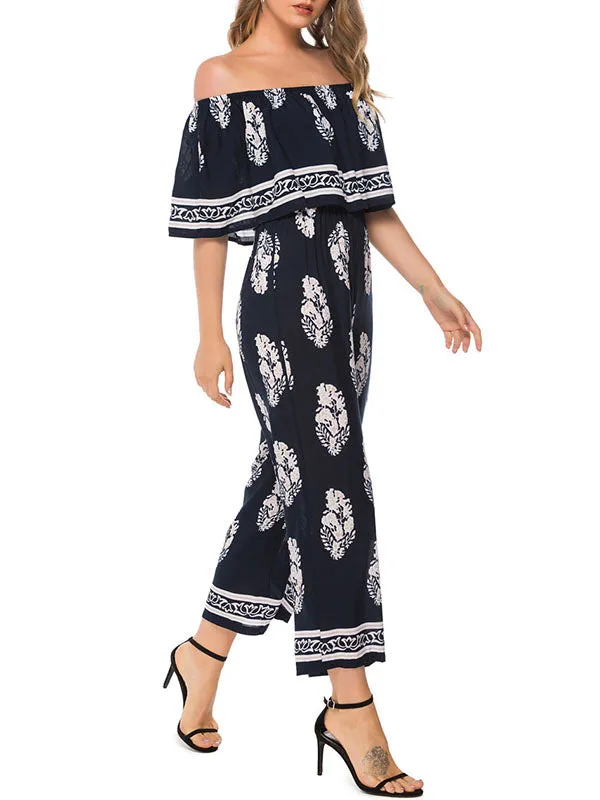 Off-the-shoulder Fashion Printed Jumpsuit