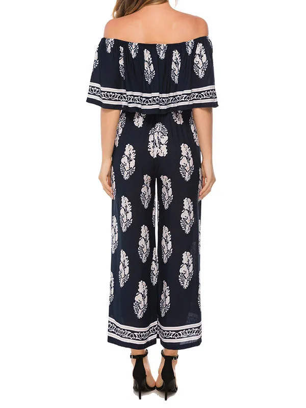 Off-the-shoulder Fashion Printed Jumpsuit