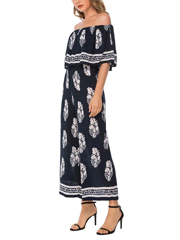 Off-the-shoulder Fashion Printed Jumpsuit