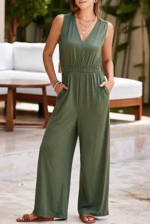 Office To Vacation Sleeveless Wide Leg Jumpsuit