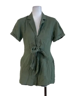Olive Green Cuba Collar Romper