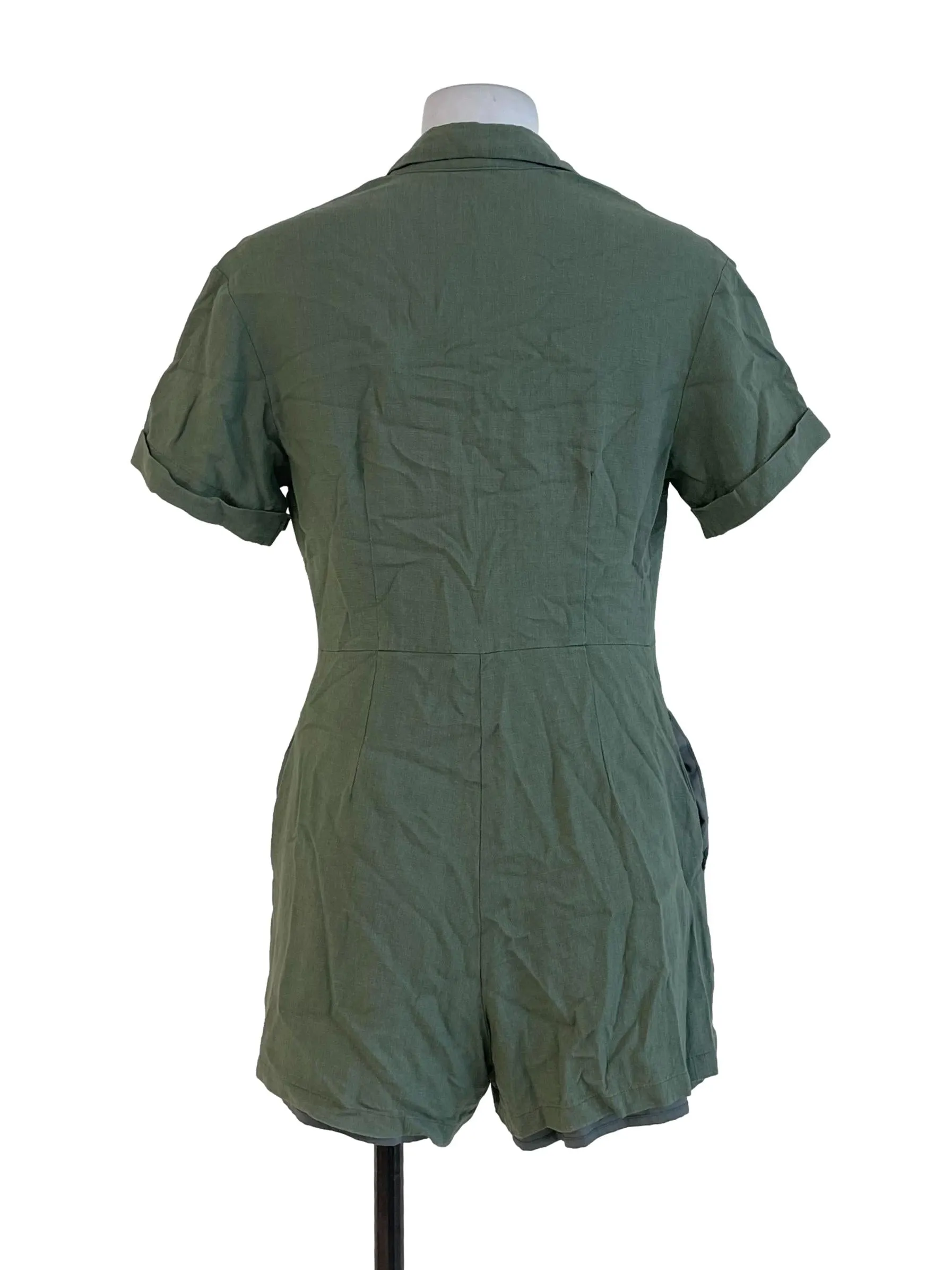 Olive Green Cuba Collar Romper