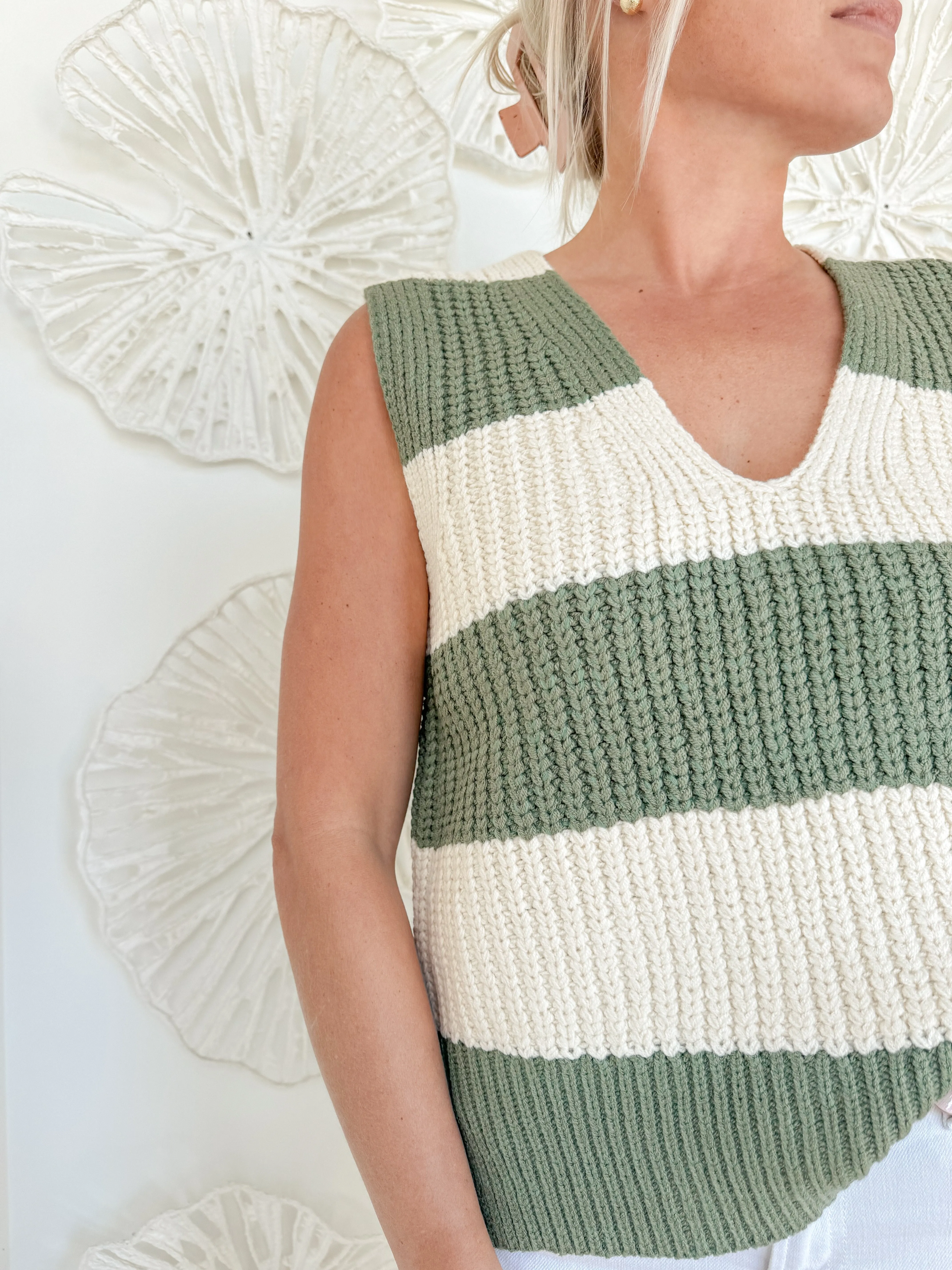 Olive/Oatmeal VNeck Sweater