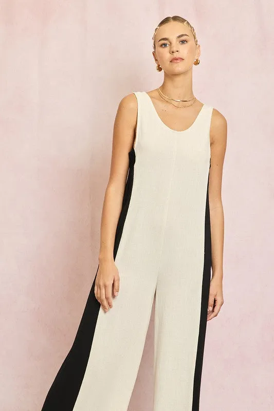Olivia Linen Contrast Side Jumpsuit