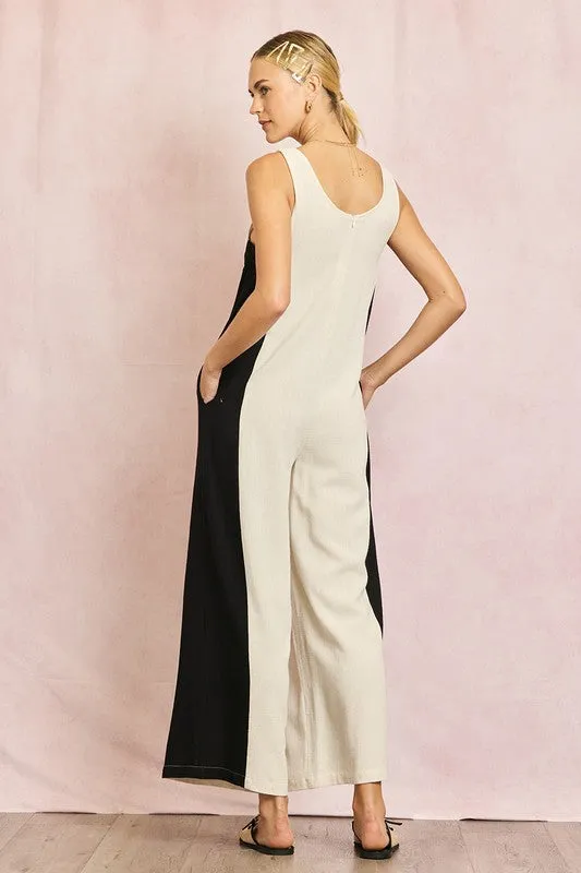 Olivia Linen Contrast Side Jumpsuit