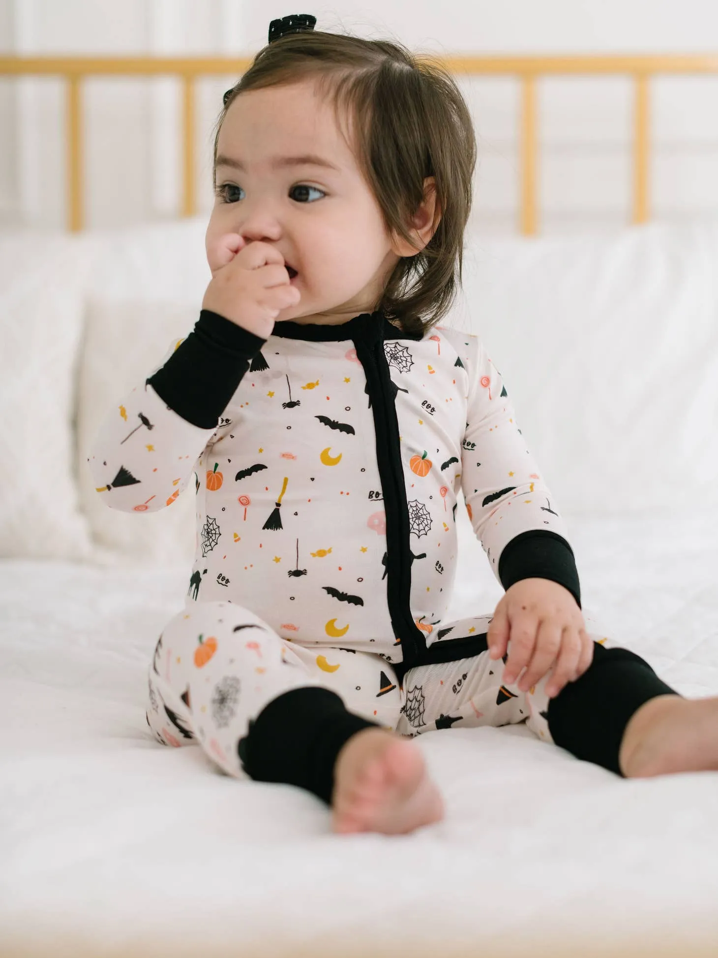 Ollie Jay Halloween Bamboo Baby Double Zip Romper in Spooky Scenes