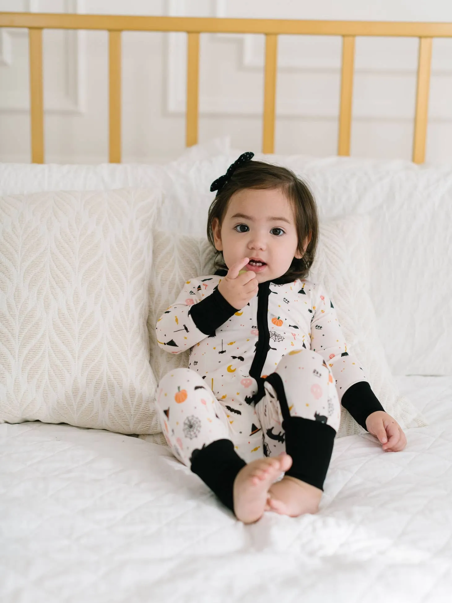 Ollie Jay Halloween Bamboo Baby Double Zip Romper in Spooky Scenes