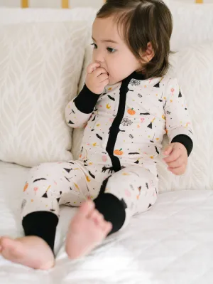 Ollie Jay Halloween Bamboo Baby Double Zip Romper in Spooky Scenes