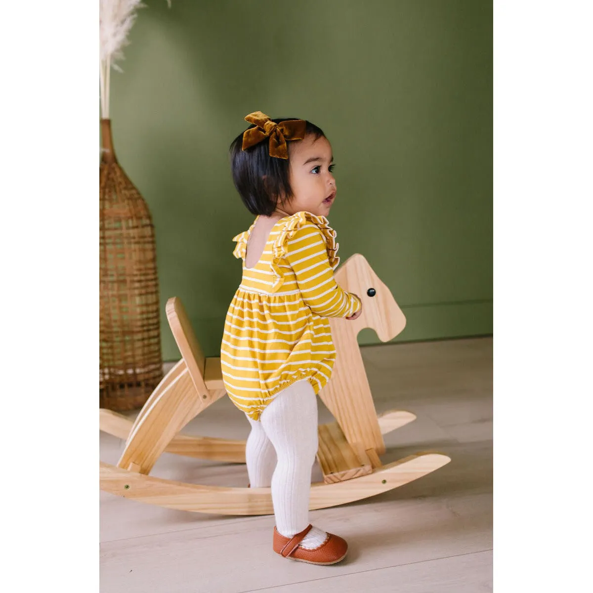 Ollie Jay Mustard Stripe Leah Romper