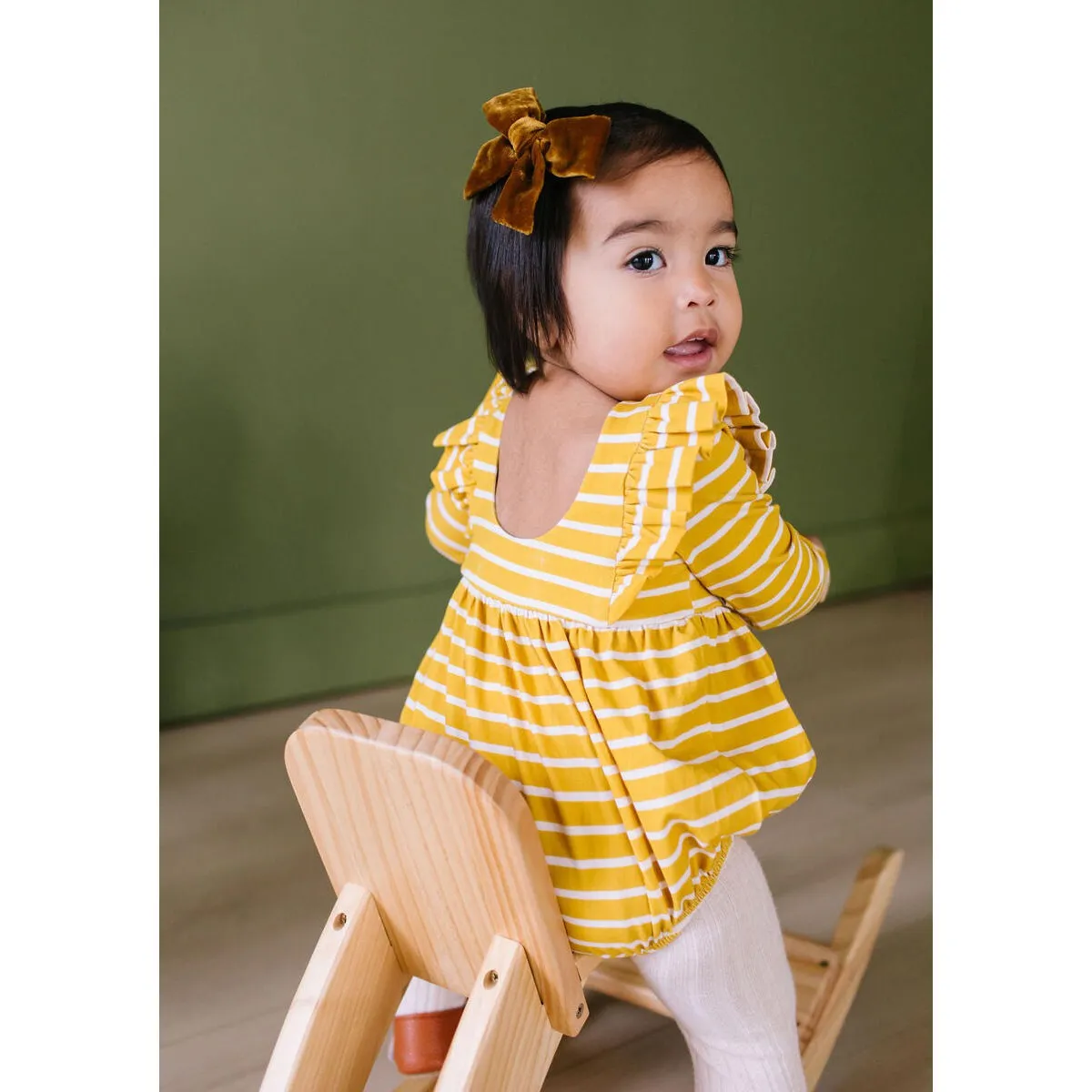 Ollie Jay Mustard Stripe Leah Romper
