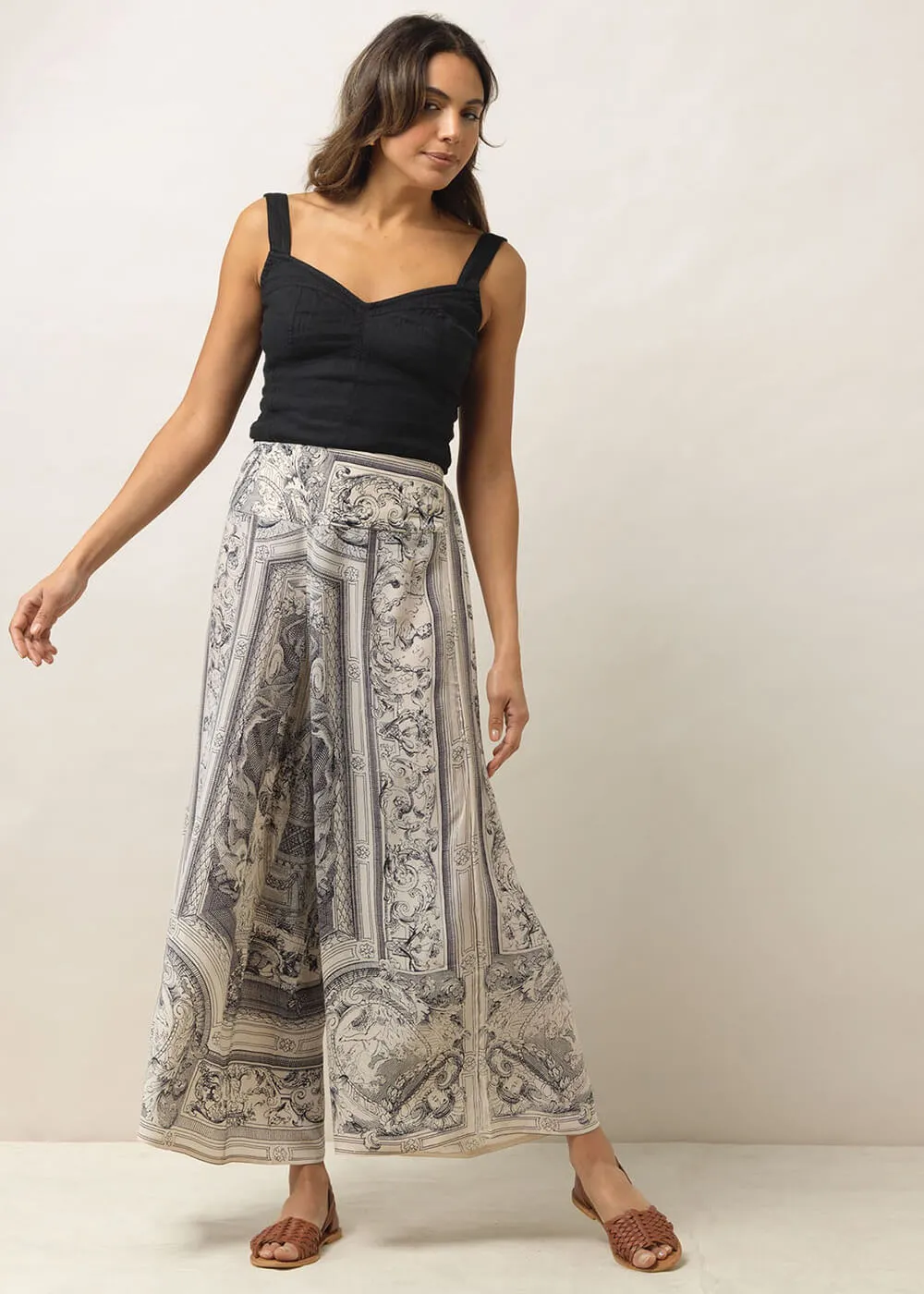One Hundred Stars Cherub Crepe Palazzo Trousers Natural