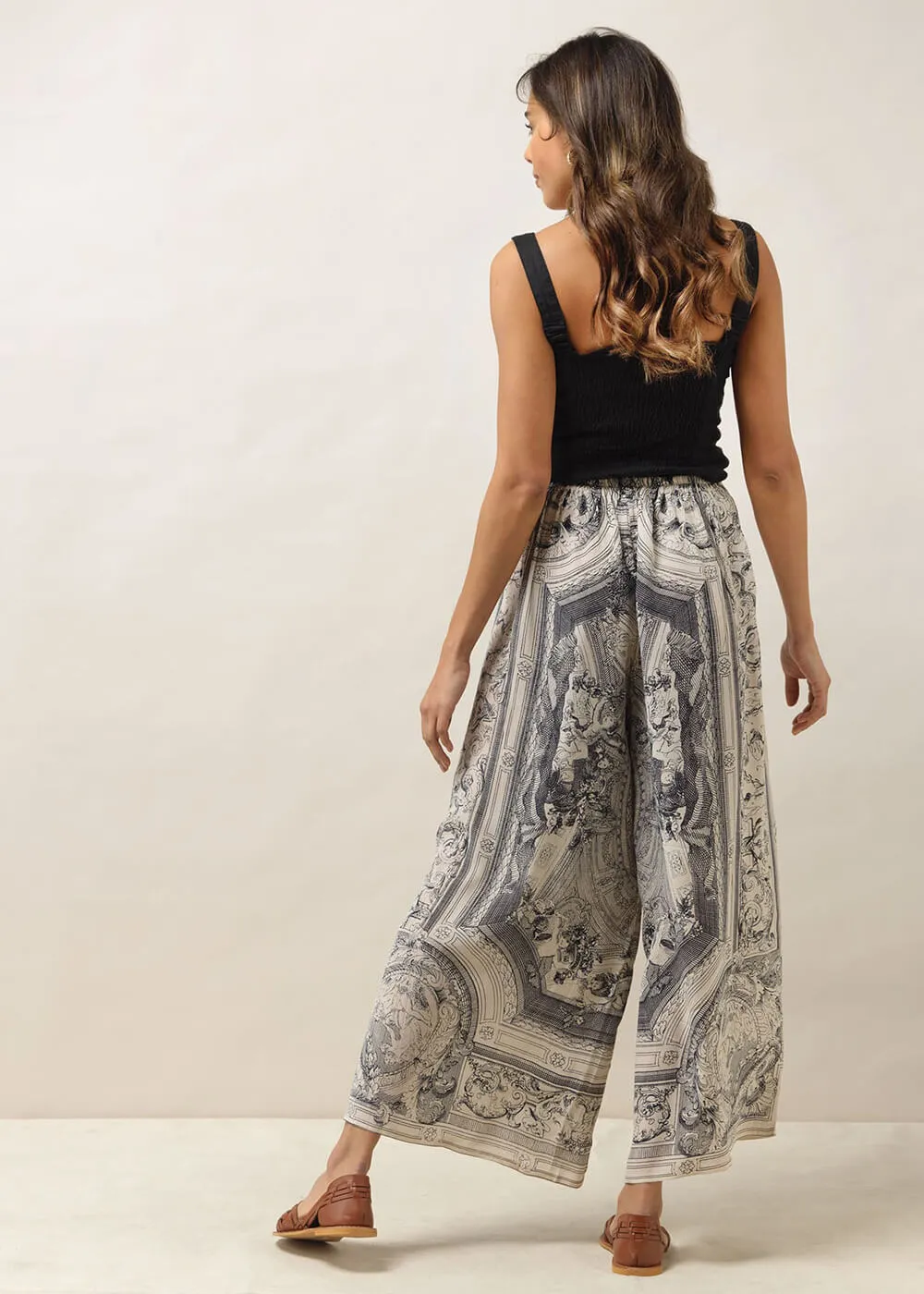 One Hundred Stars Cherub Crepe Palazzo Trousers Natural