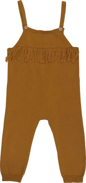 Organic Cotton Frill Overalls - Harvest Gold