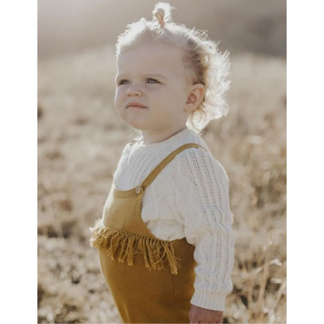 Organic Cotton Frill Overalls - Harvest Gold