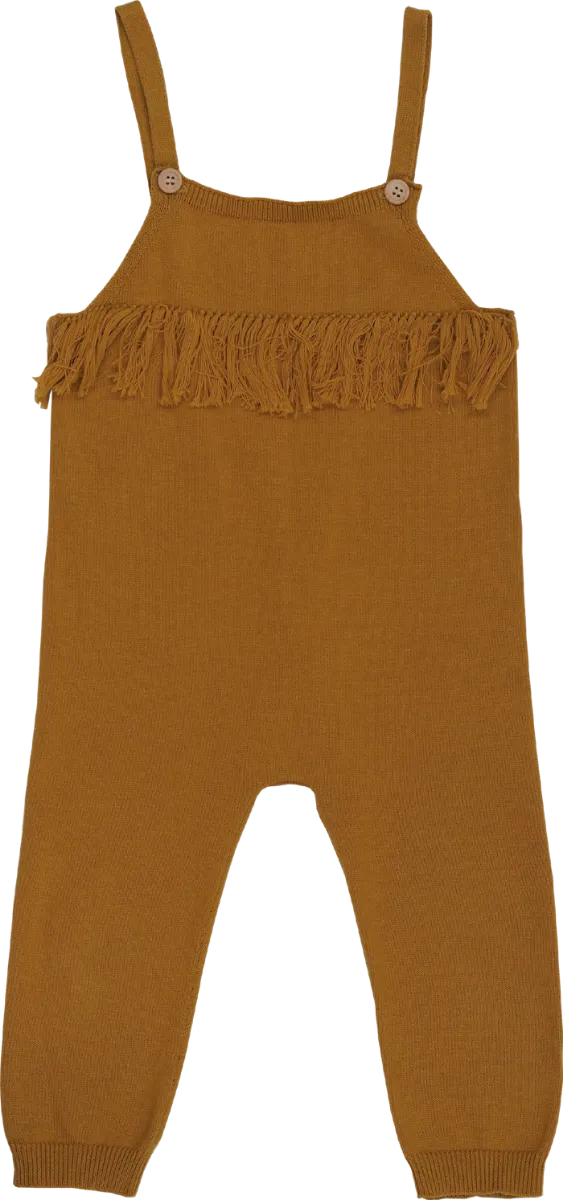 Organic Cotton Frill Overalls - Harvest Gold