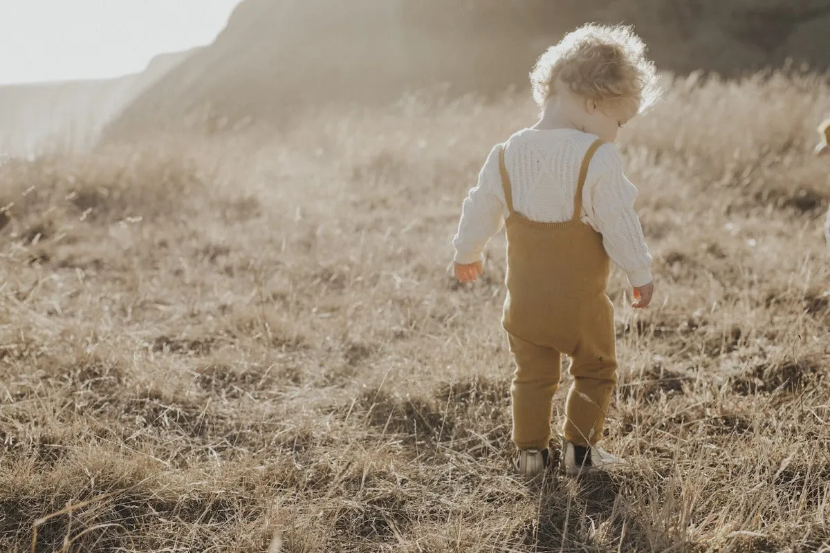 Organic Cotton Frill Overalls - Harvest Gold