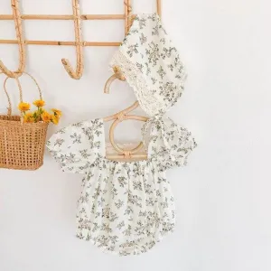 Organic Floral Romper & Bonnet