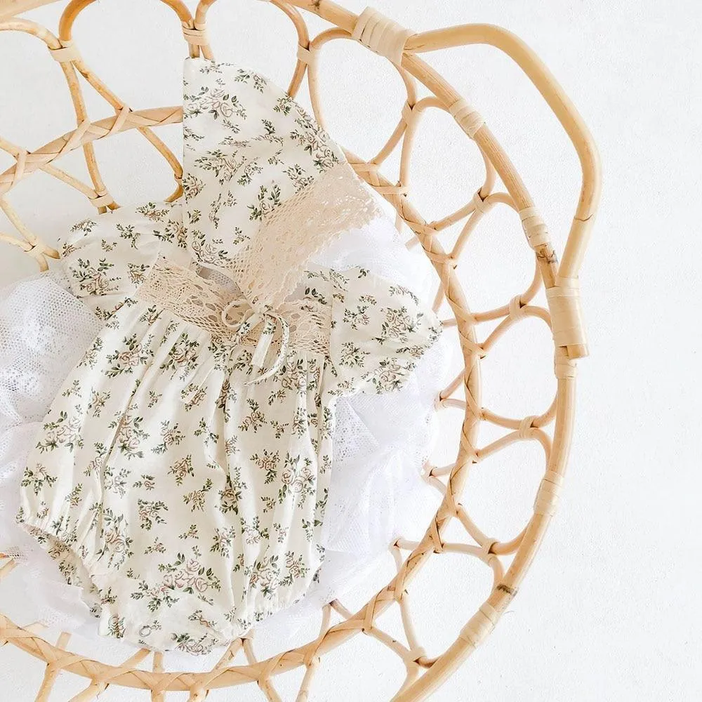 Organic Floral Romper & Bonnet
