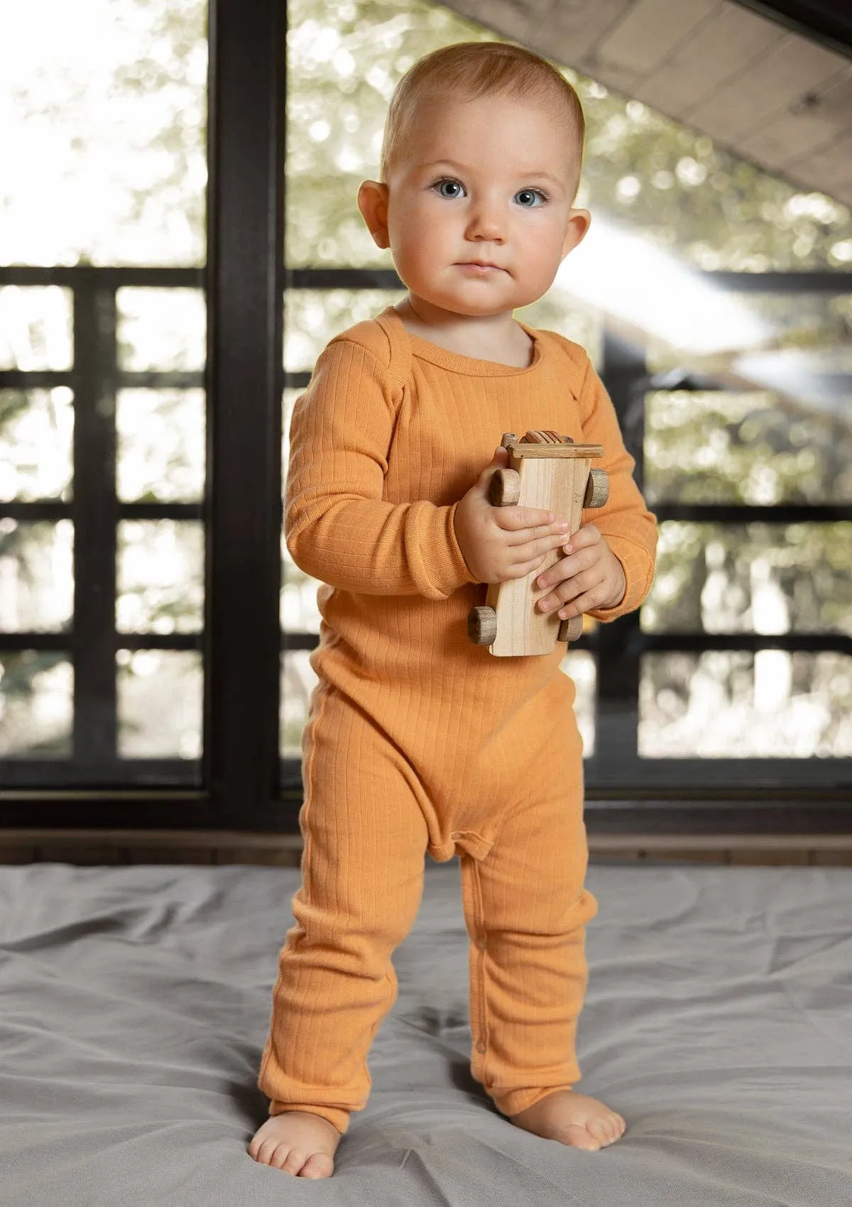 Organic Long-Sleeve Ribbed Romper