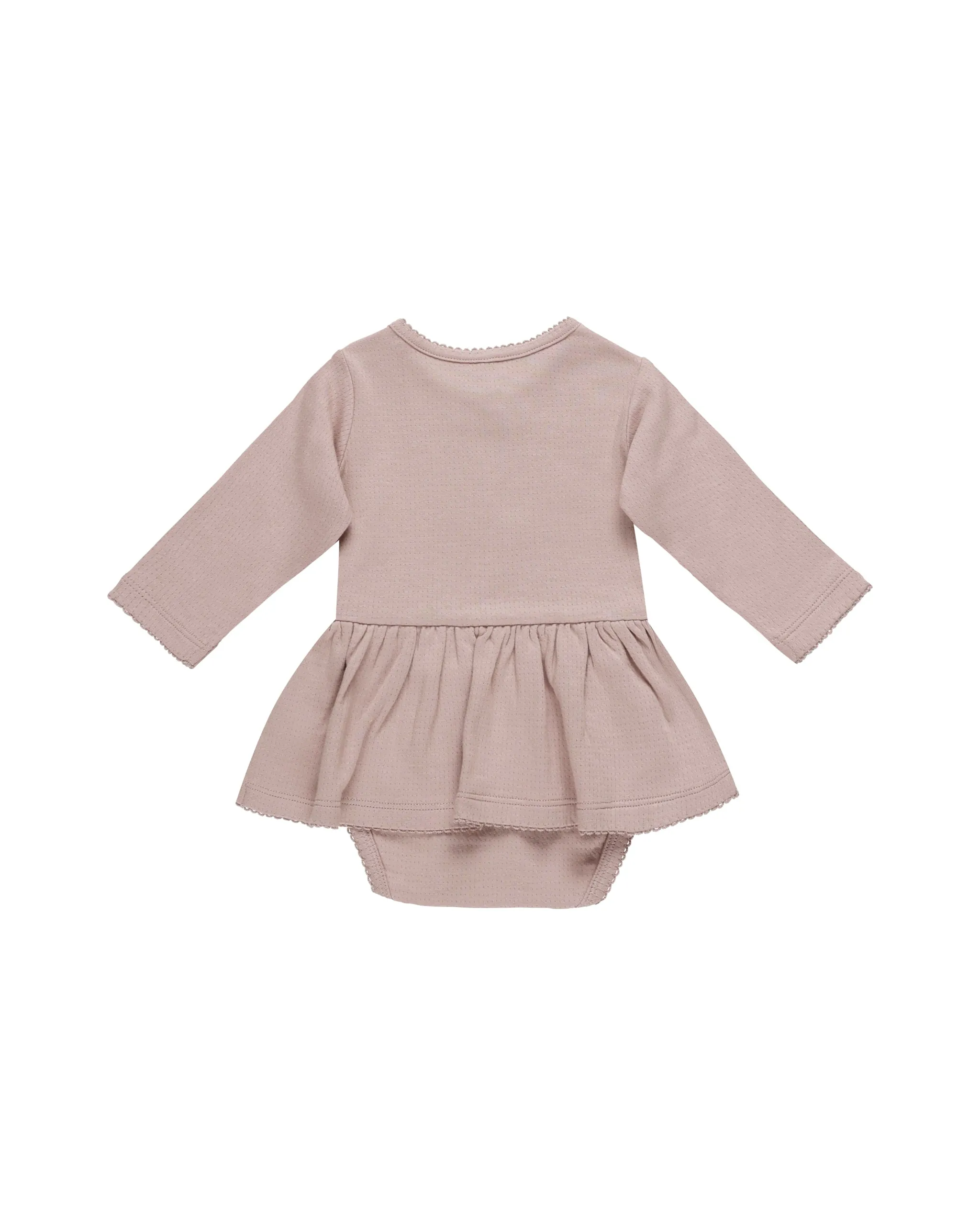 ORGANIC Pointelle Skirted Bodysuit || Mauve