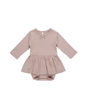 ORGANIC Pointelle Skirted Bodysuit || Mauve