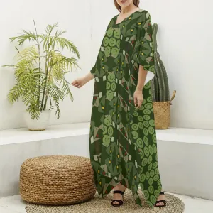 Origen Destination Women's V-neck Patterned Kaftan Robe