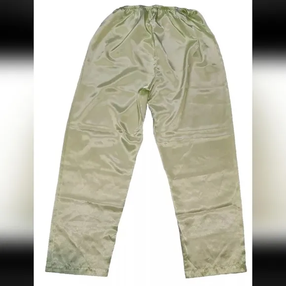 Oscar De La Renta Pink Label Pajama Set Green‎ Medium Satin Silky Tank Capris