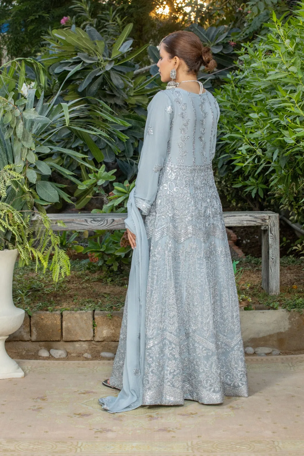 Ovate Embroidered Maxi with pants & dupatta