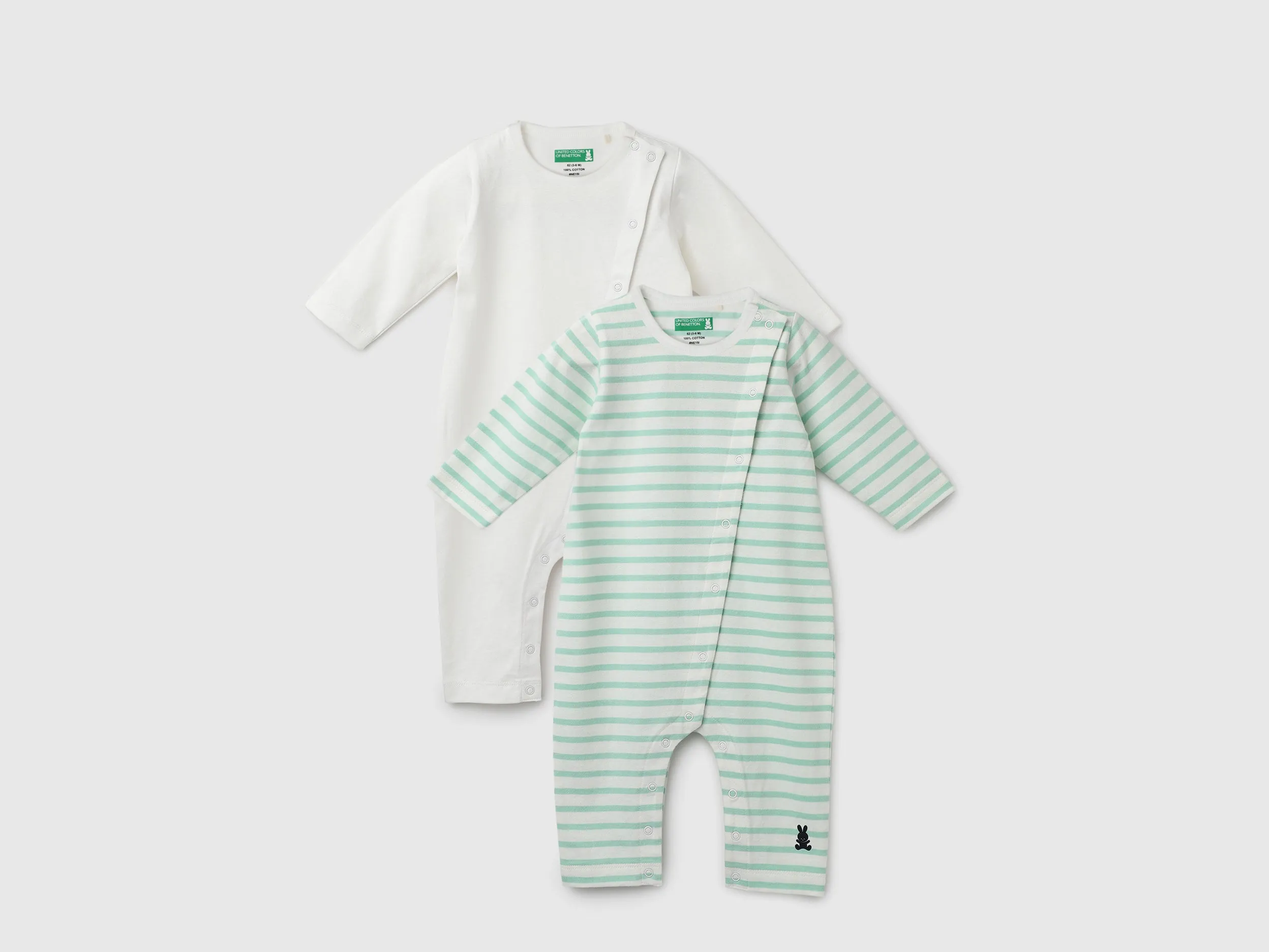 Pack of 2 100% Cotton Round Neck Full Sleeves Baby Rompers