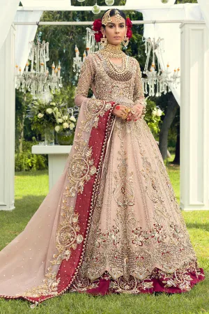 Pakistani Bridal Lehnga Maxi in Peach Color #Y6041