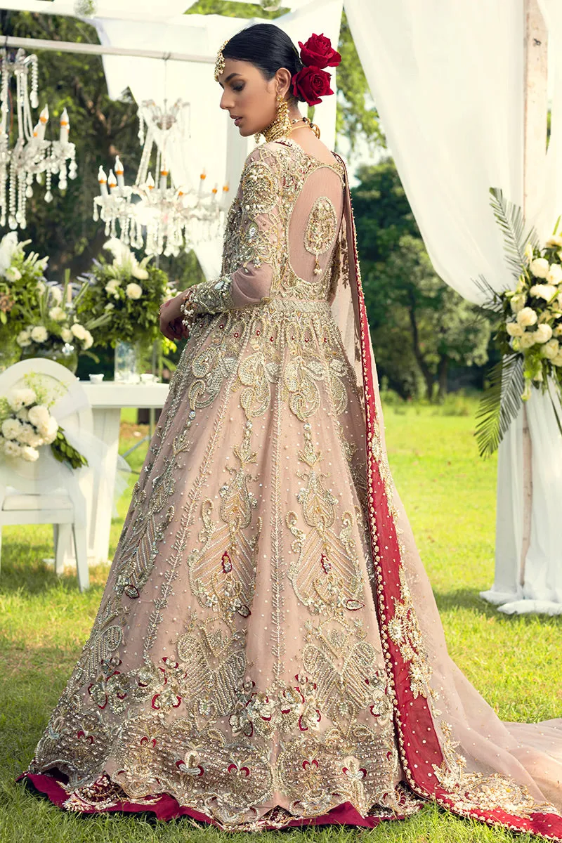 Pakistani Bridal Lehnga Maxi in Peach Color #Y6041