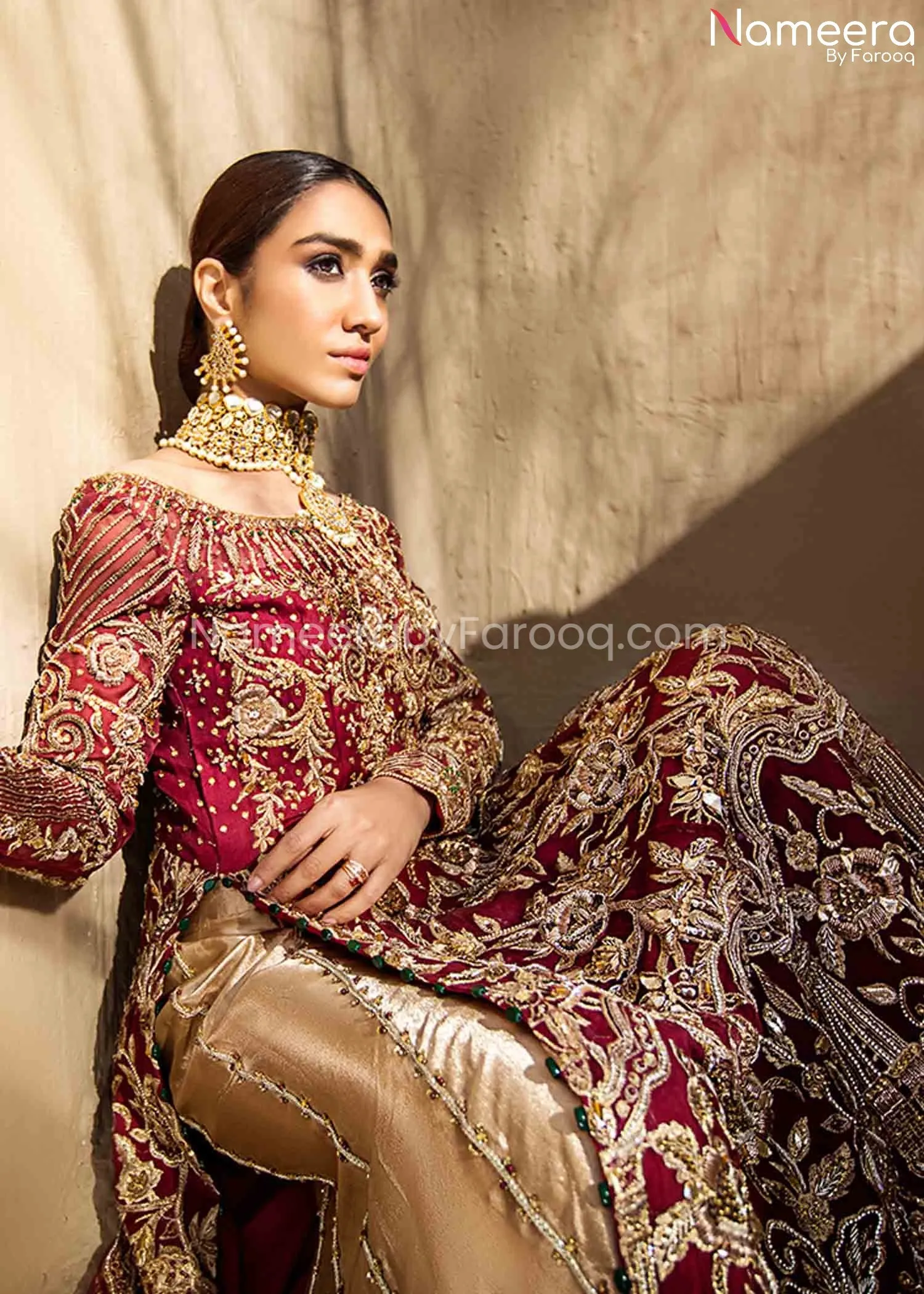Pakistani Gold Red Bridal Maxi for Wedding 2021 #BR157