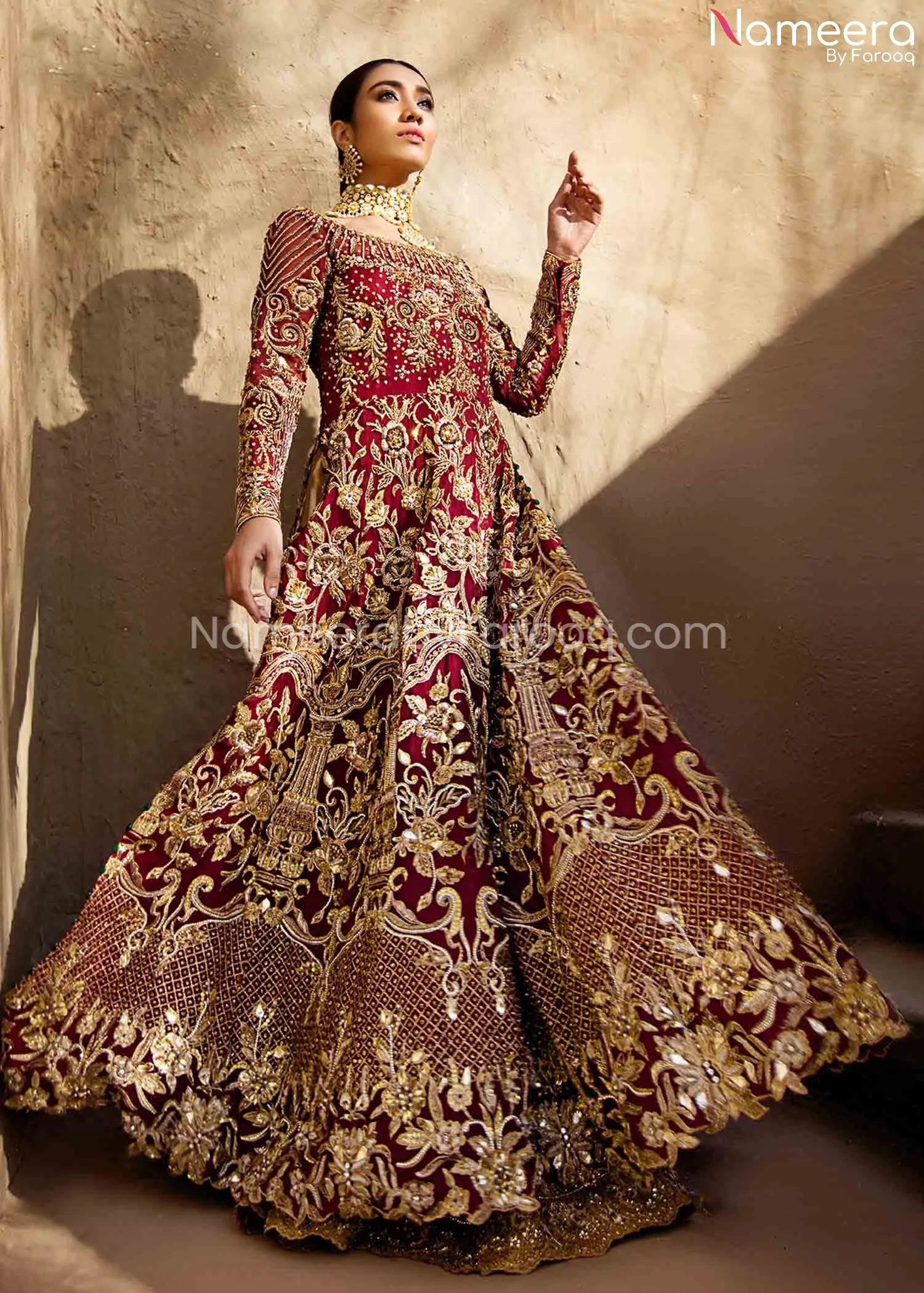 Pakistani Gold Red Bridal Maxi for Wedding 2021 #BR157