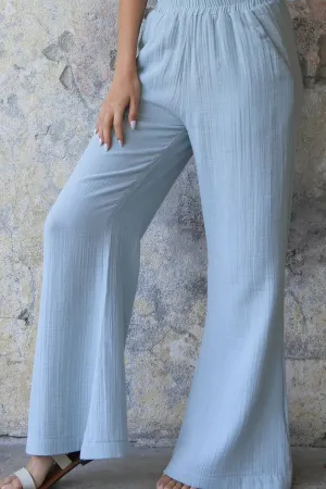 PALAZZO Women's 2Layer Organic Gauze Cotton Pants (Blue, Mint)