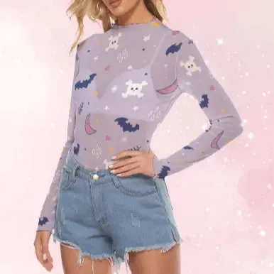 Pastel Goth Moonlit Mesh Top