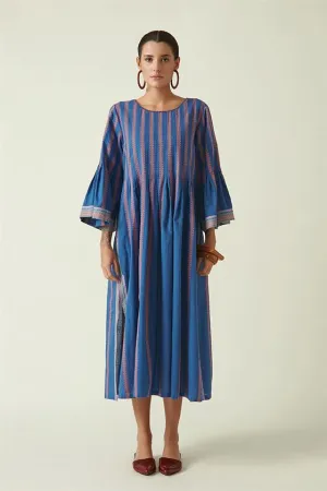 Payal Pratap   I   West Bay Carica Stripe Dress Cotton Handloom Blue Stripe Transition Edit 4T-13A