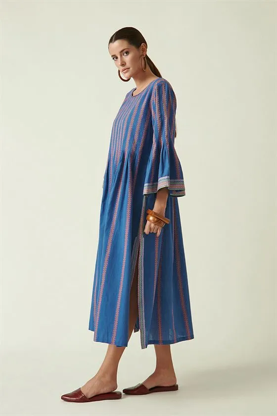 Payal Pratap   I   West Bay Carica Stripe Dress Cotton Handloom Blue Stripe Transition Edit 4T-13A