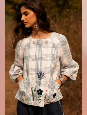 Payal Pratap   -   Jacket Jim  I  Short Jacket With Peplum Sleeves And Hand Embroidery
