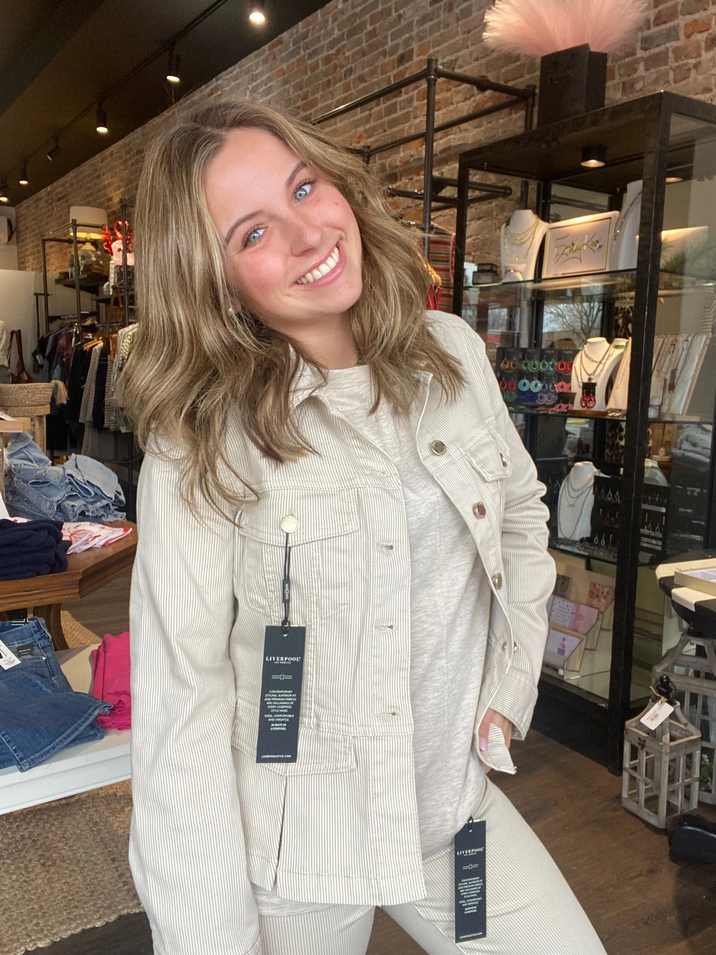 Peplum Jacket Cappucino Stripe