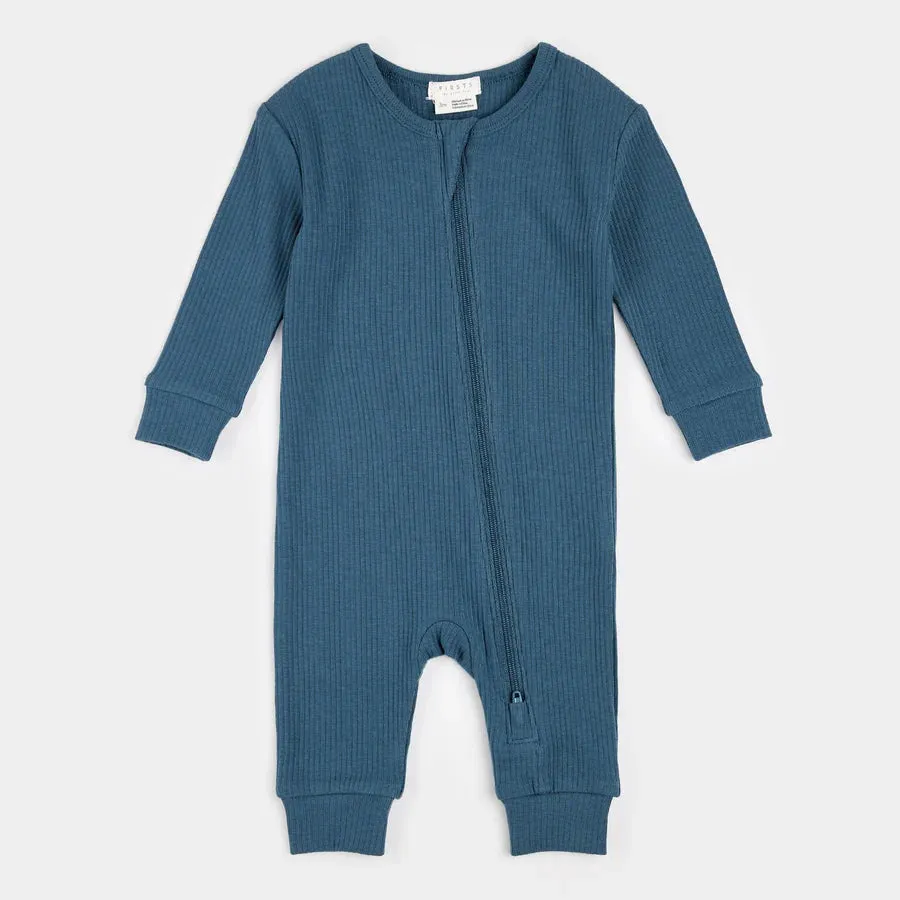 PETIT LEM- BABY COBALT MODAL RIB SLEEPER