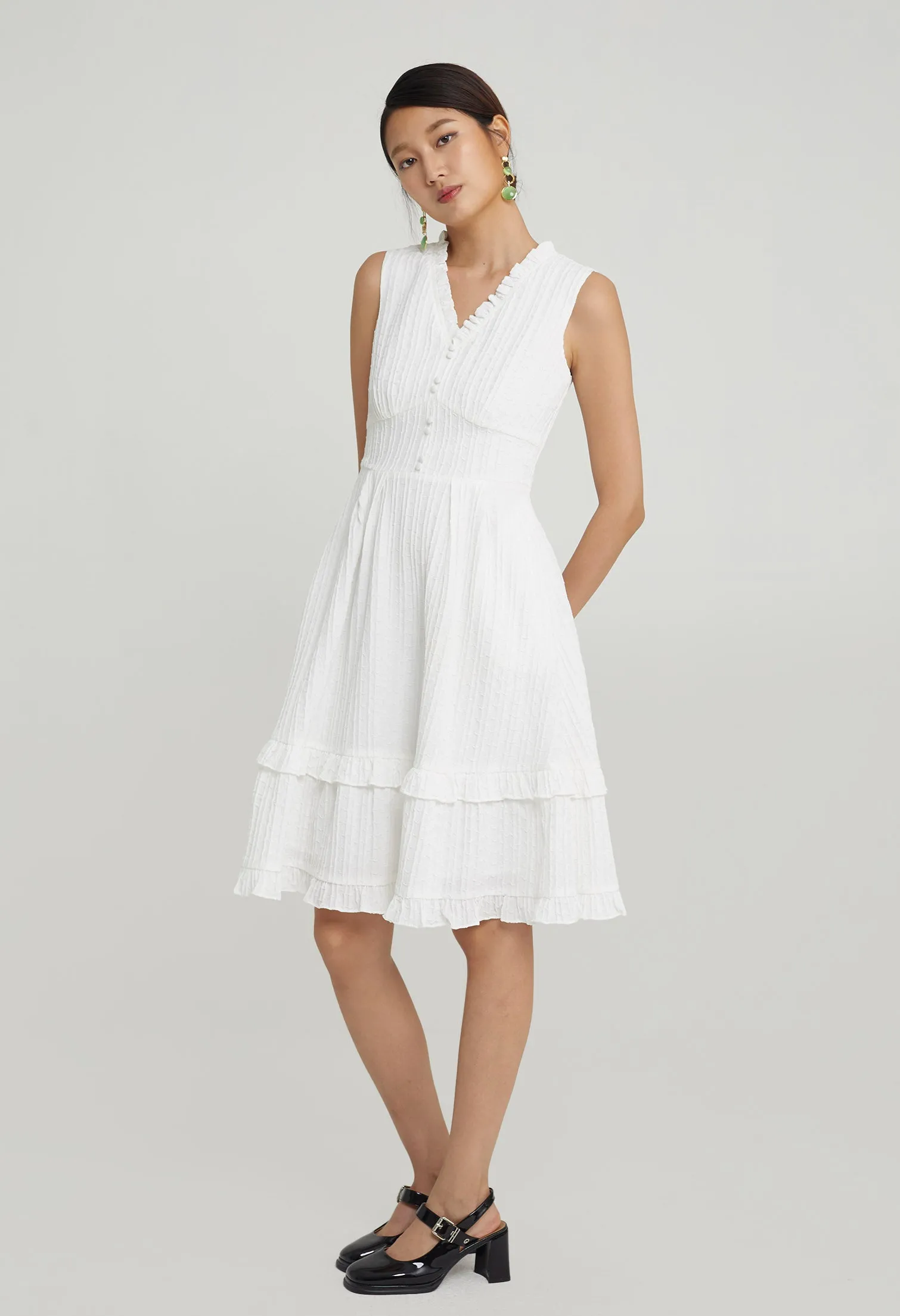 Petite Ruffled Midi Dress
