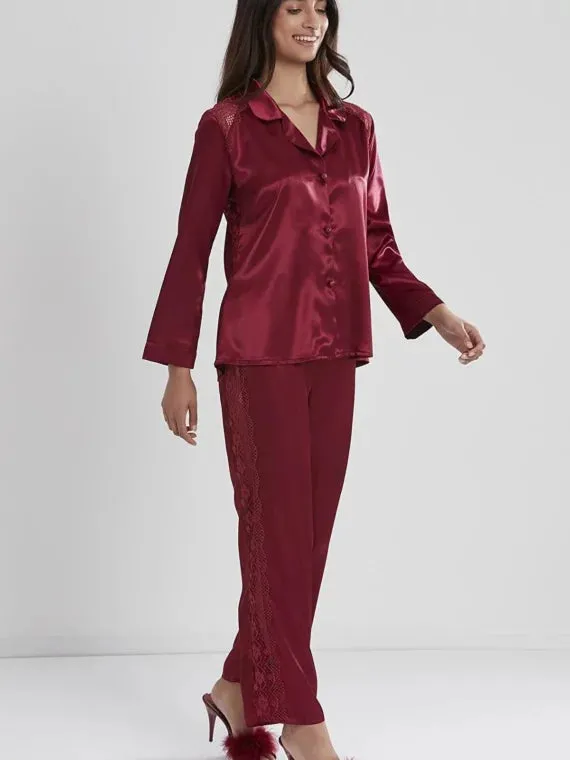 Pierre Cardin Women’s Satin Lace Pajamas Set