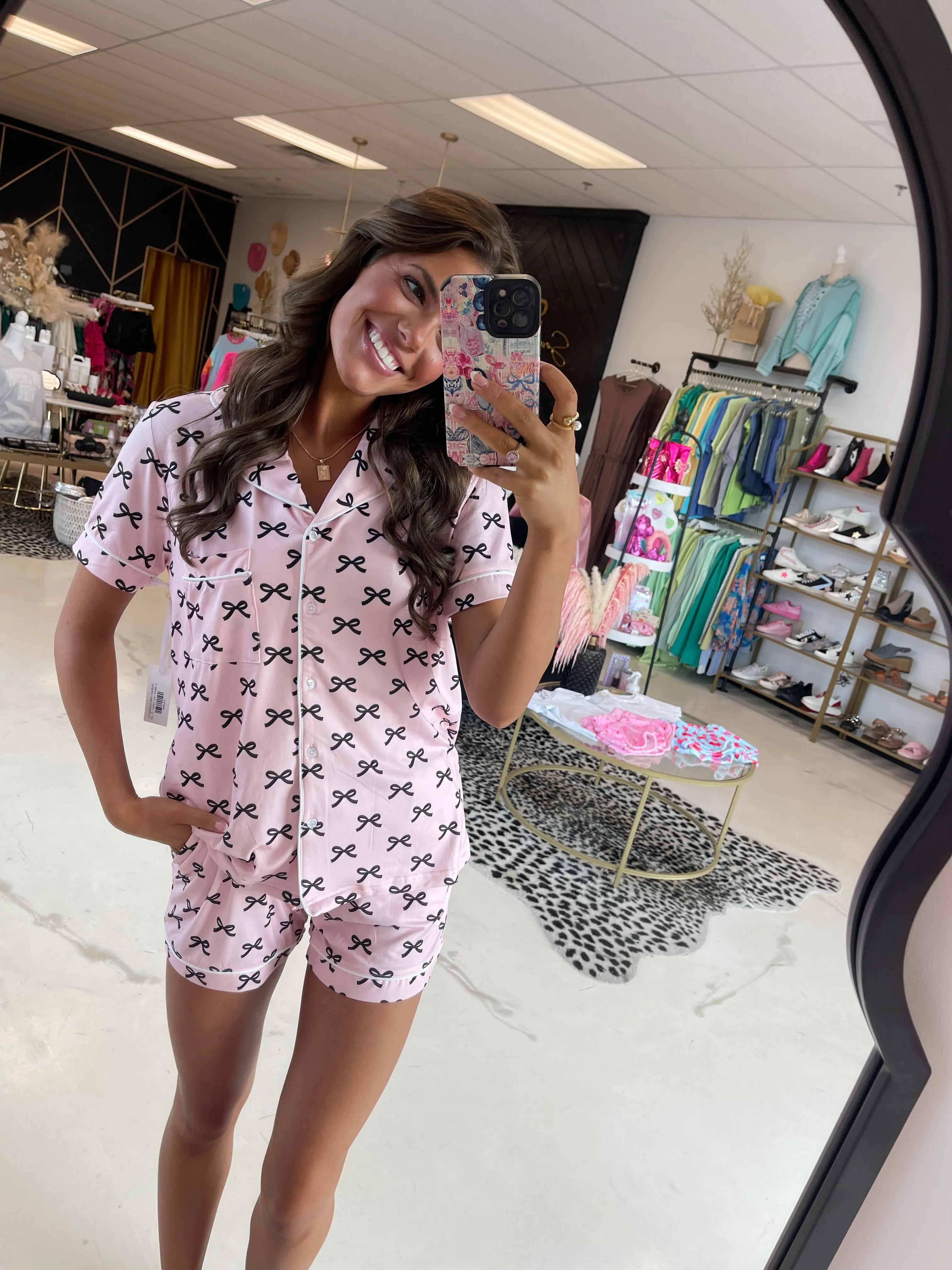 Pink   Black Bow PJ Set