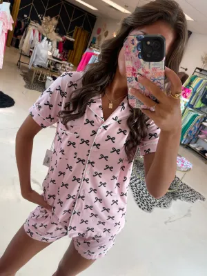 Pink   Black Bow PJ Set