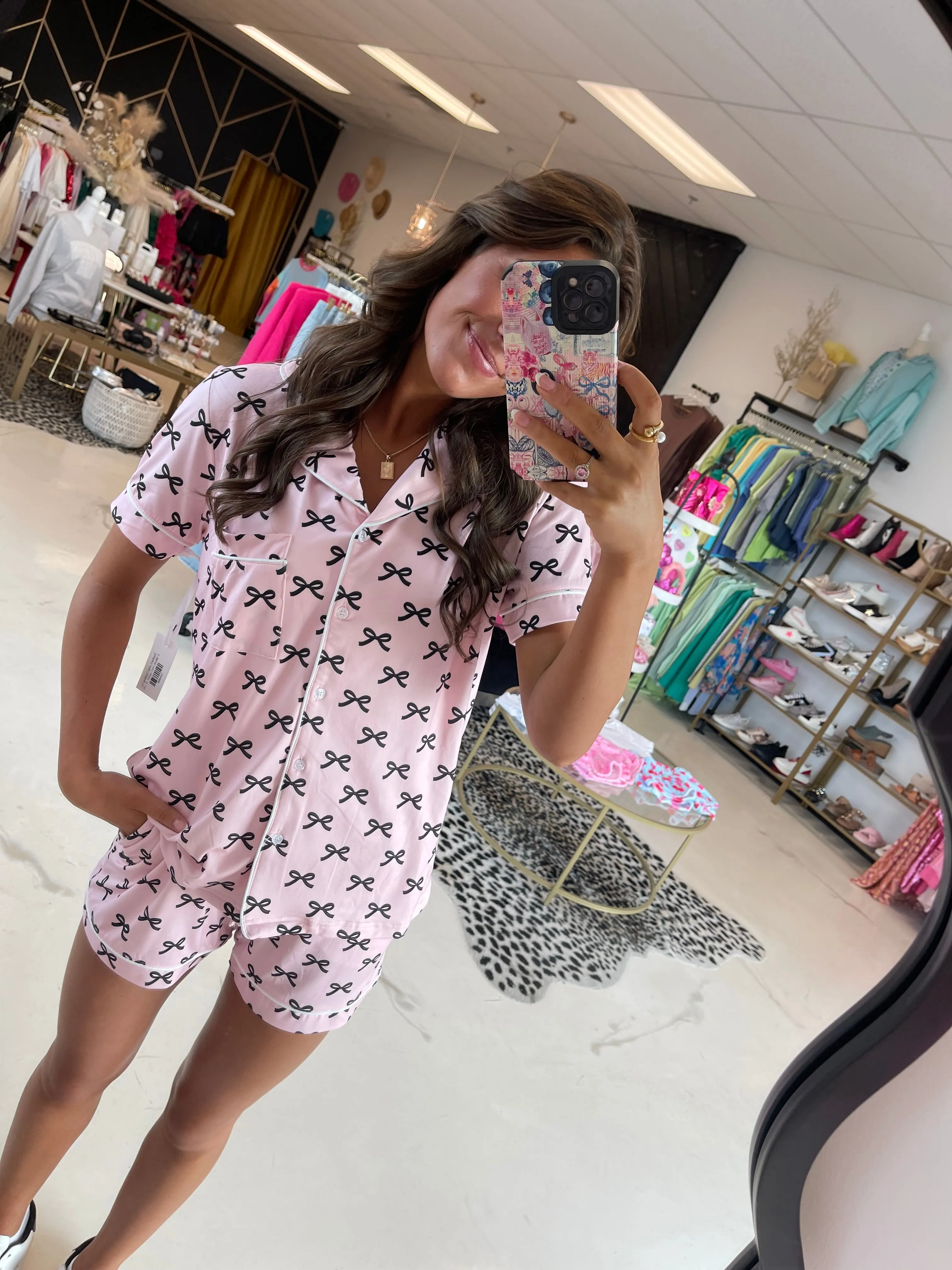 Pink   Black Bow PJ Set