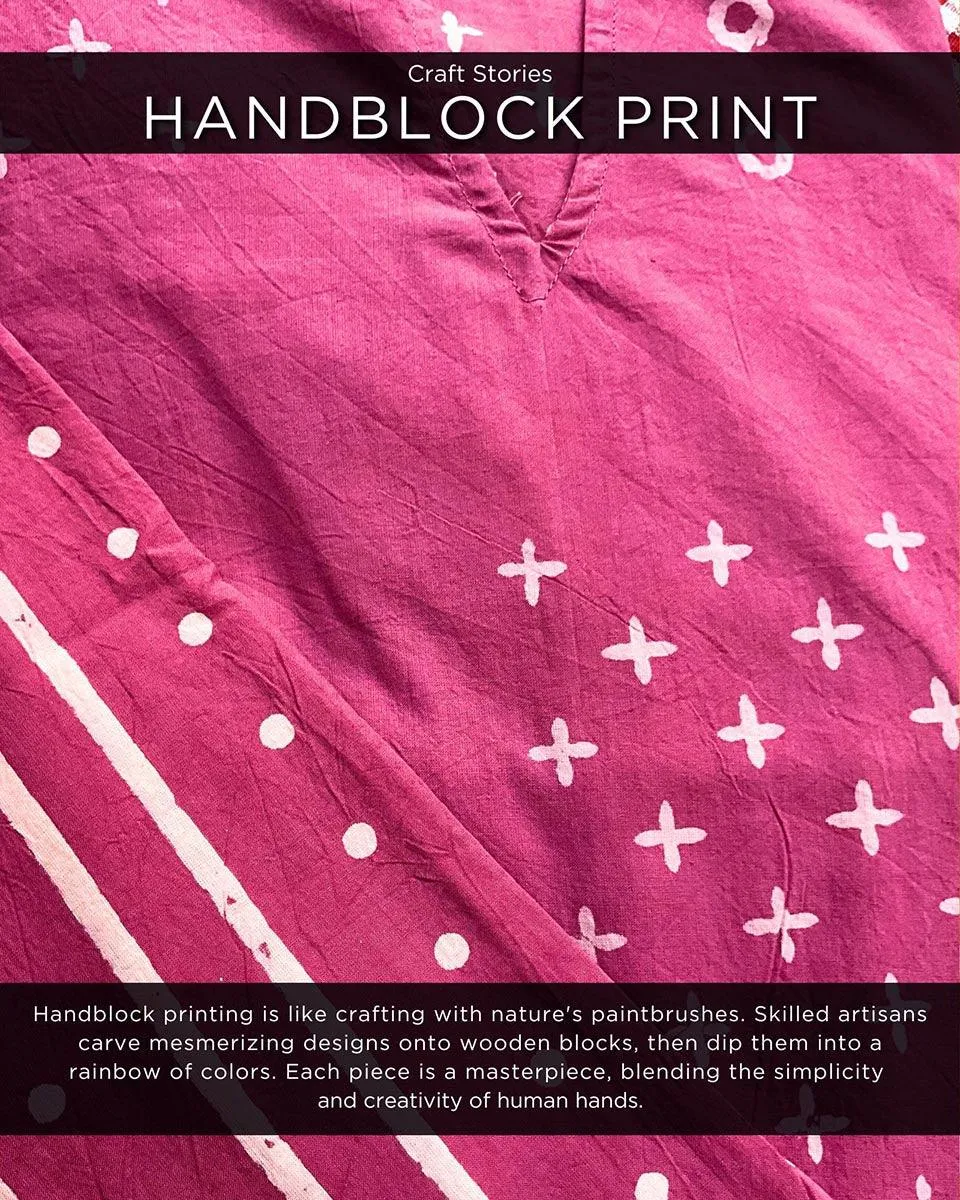 Pink Blockprinted Cotton Kurta Set Of 2