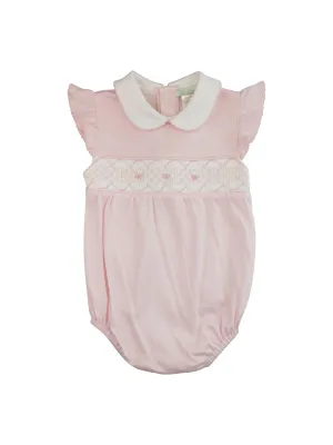 Pink Bows Smocked Baby Girl Pima Cotton Romper