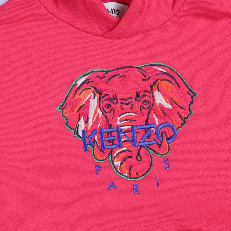 Pink Elephant Print Hooded Sweatshirt