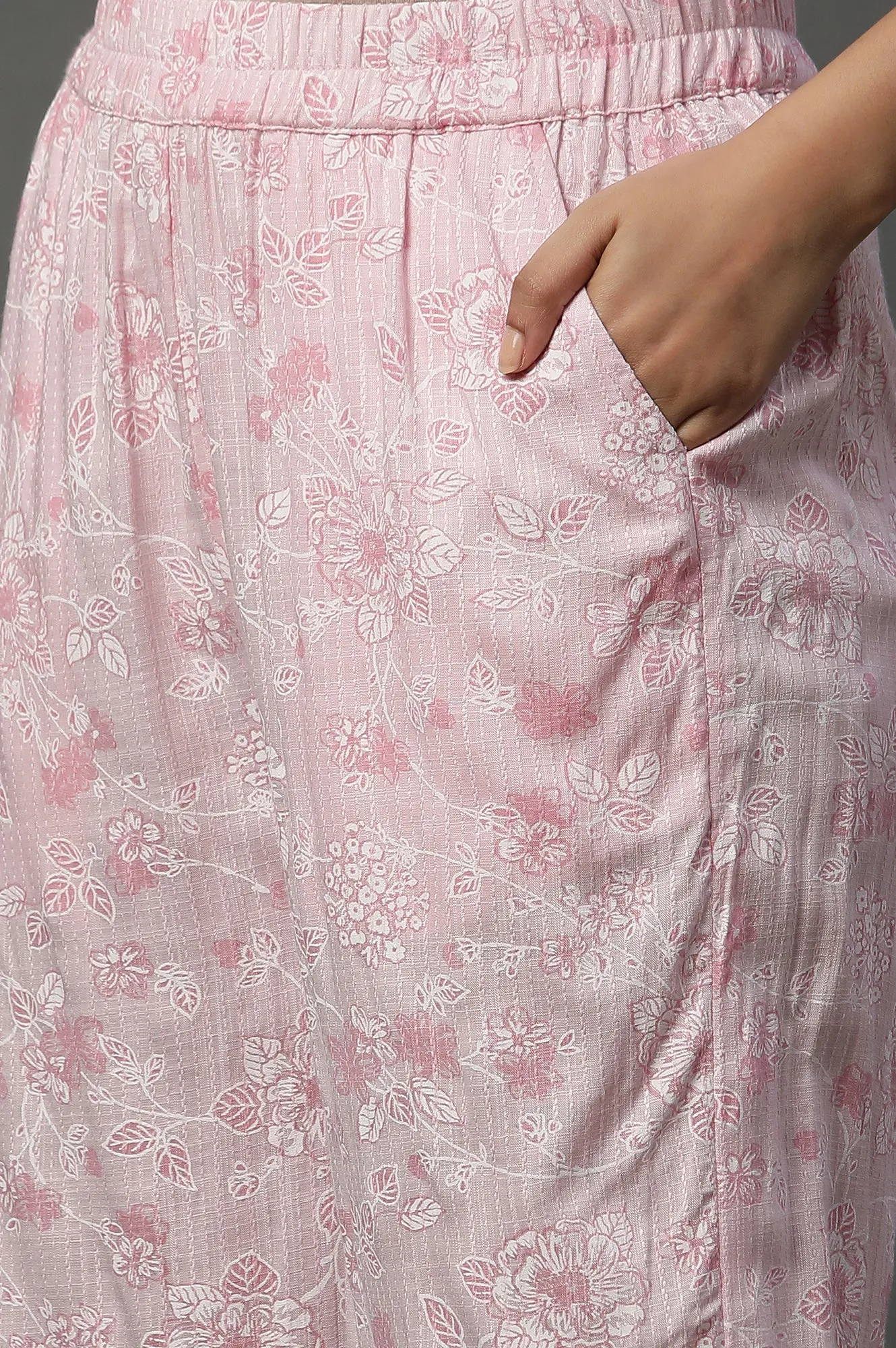 Pink Floral Printed Narrow Palazzos