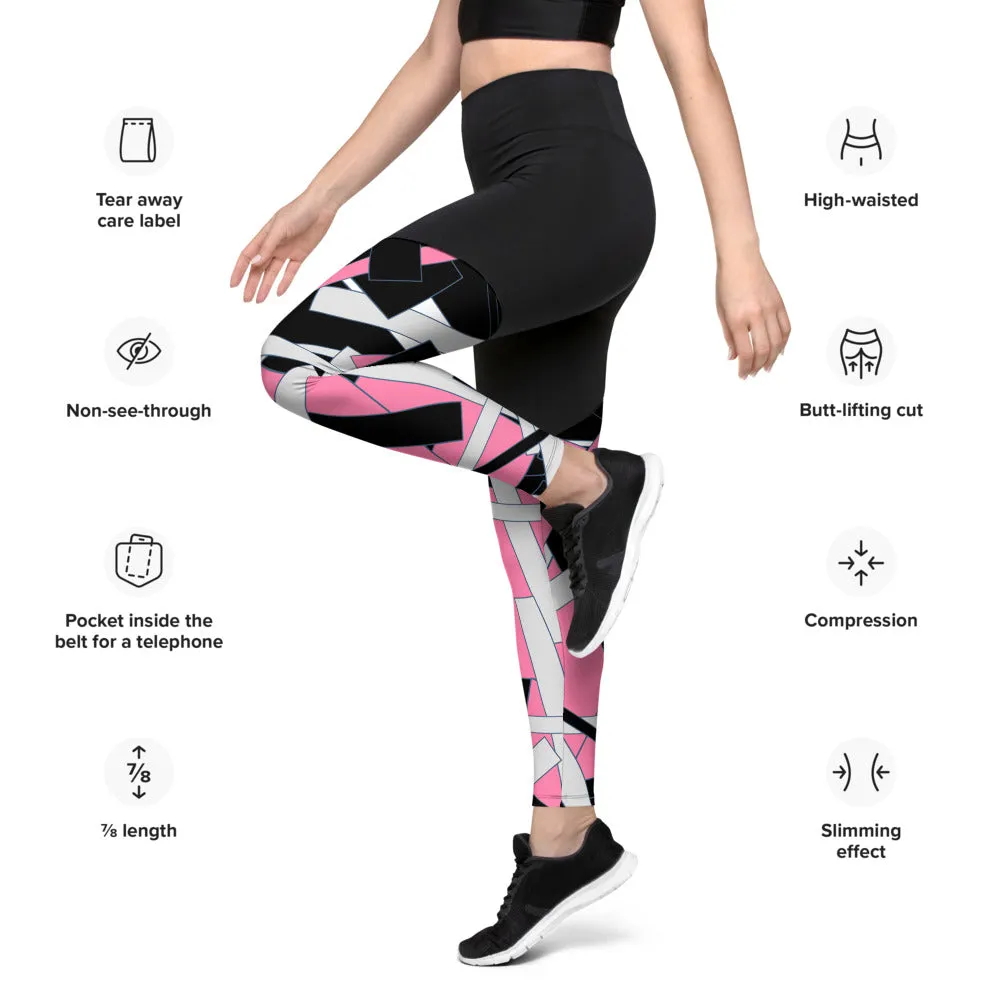 Pink Geometric Sports Leggings